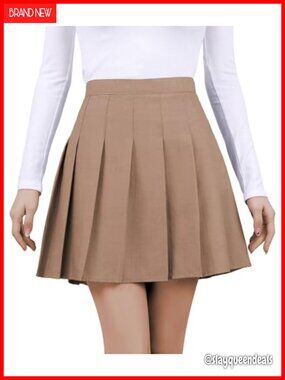 Pleated Mini Skort with Built-in Shorts High Waist A-Line Tennis Skirt